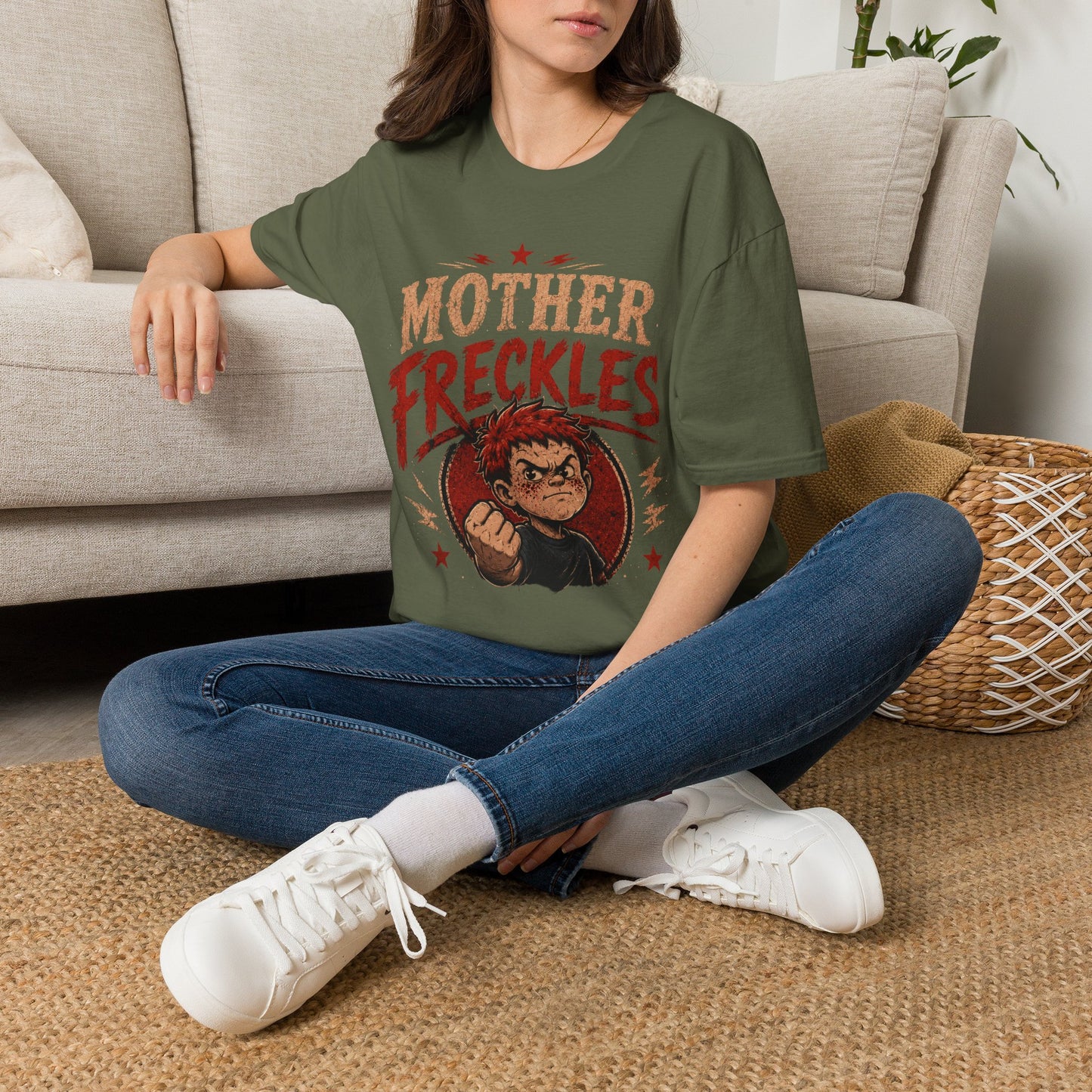 Mother Freckles Graphic T-Shirt – Funny Retro Comic Design for Women