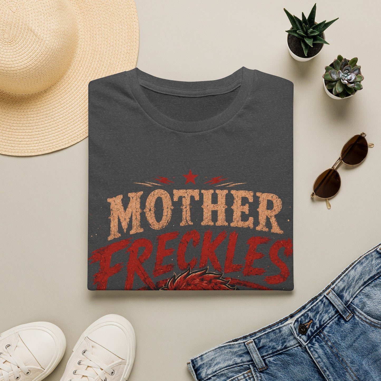 Mother Freckles Graphic T-Shirt – Funny Retro Comic Design for Women