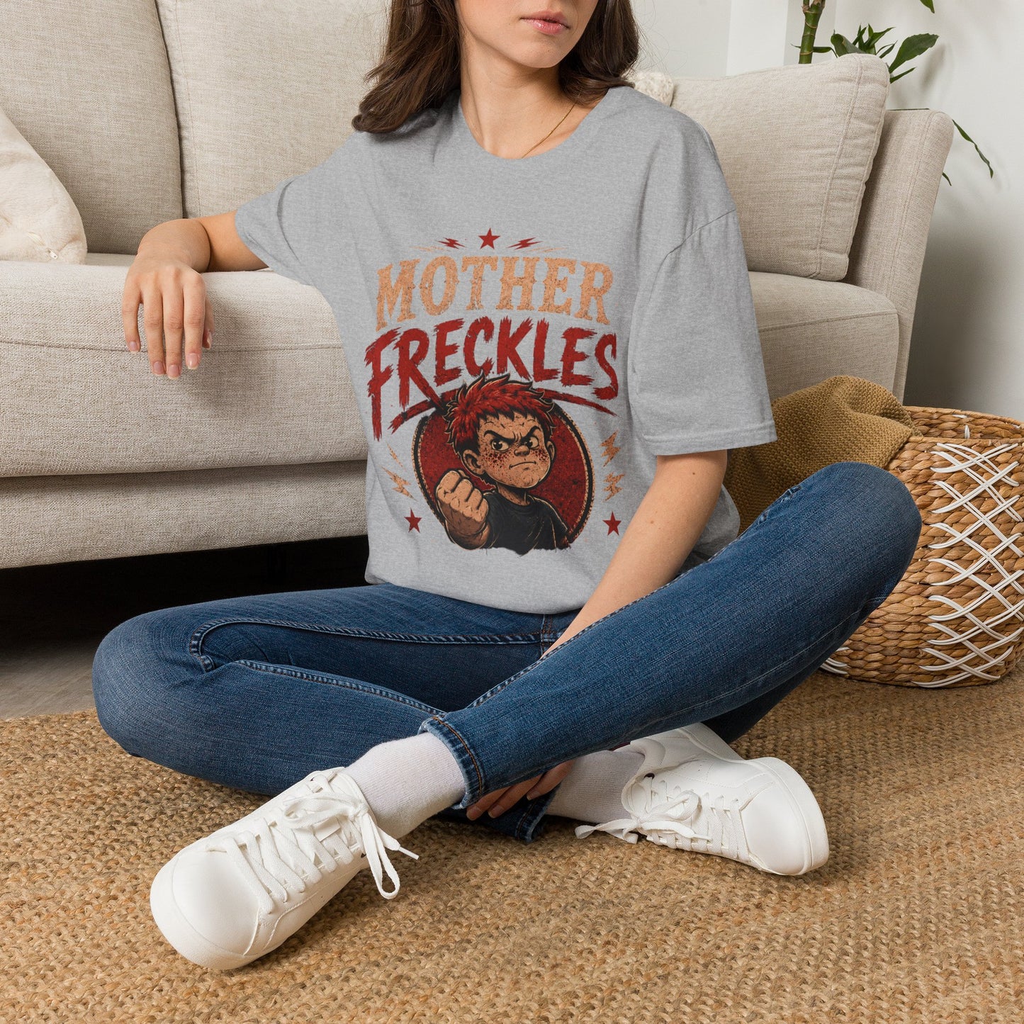Mother Freckles Graphic T-Shirt – Funny Retro Comic Design for Women