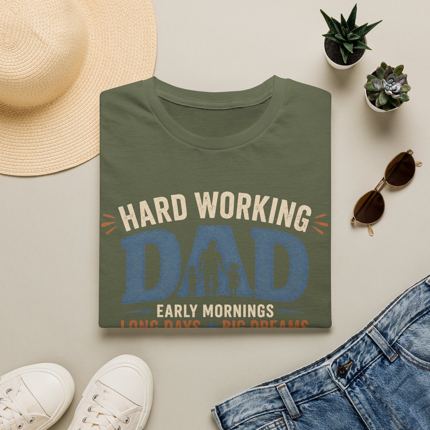Hard Working Dad T‑Shirt — 'Hard Working DAD: Early Mornings, Long Days, Big Dreams' Father's Day Tee