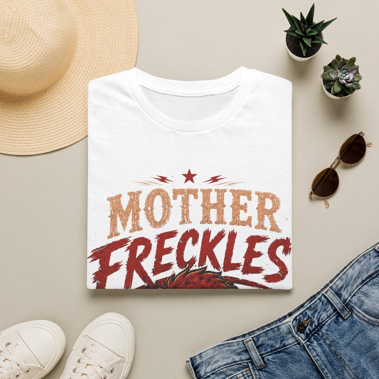 Mother Freckles Graphic T-Shirt – Funny Retro Comic Design for Women