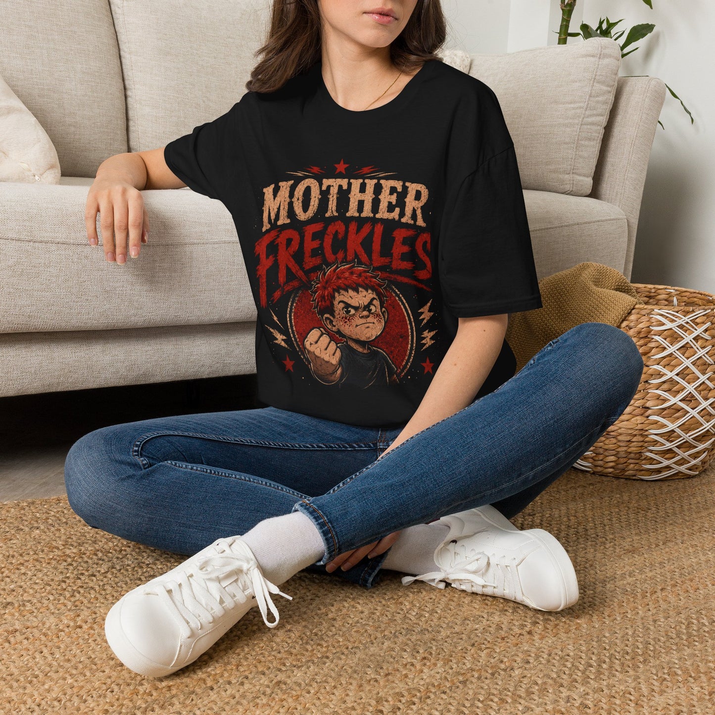 Mother Freckles Graphic T-Shirt – Funny Retro Comic Design for Women