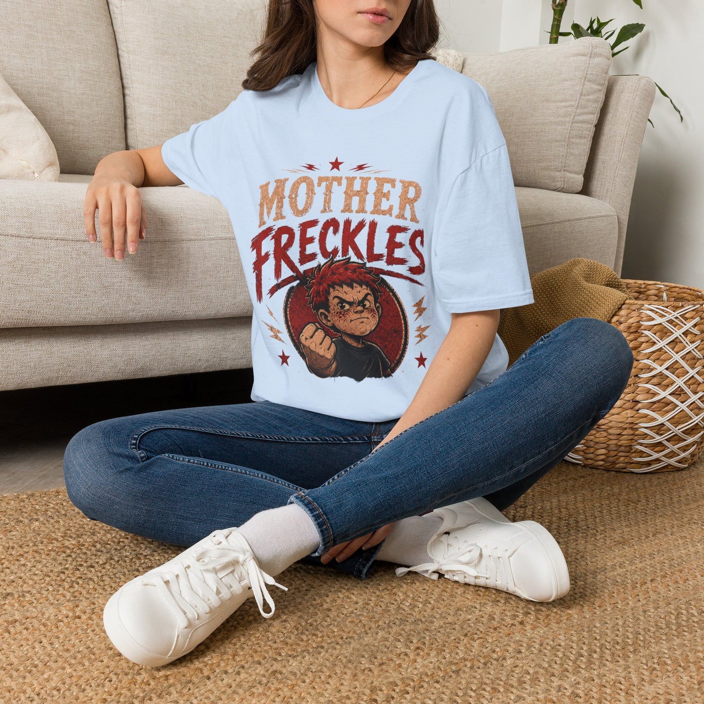 Mother Freckles Graphic T-Shirt – Funny Retro Comic Design for Women
