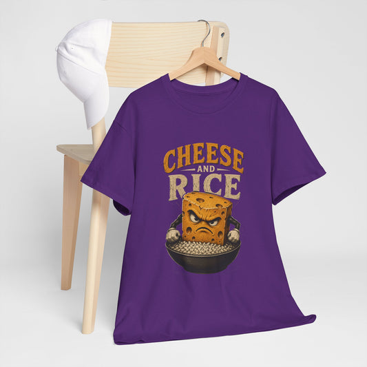 Cheese and Rice T-Shirt — Funny Retro Cheese Block over Bowl Graphic Tee