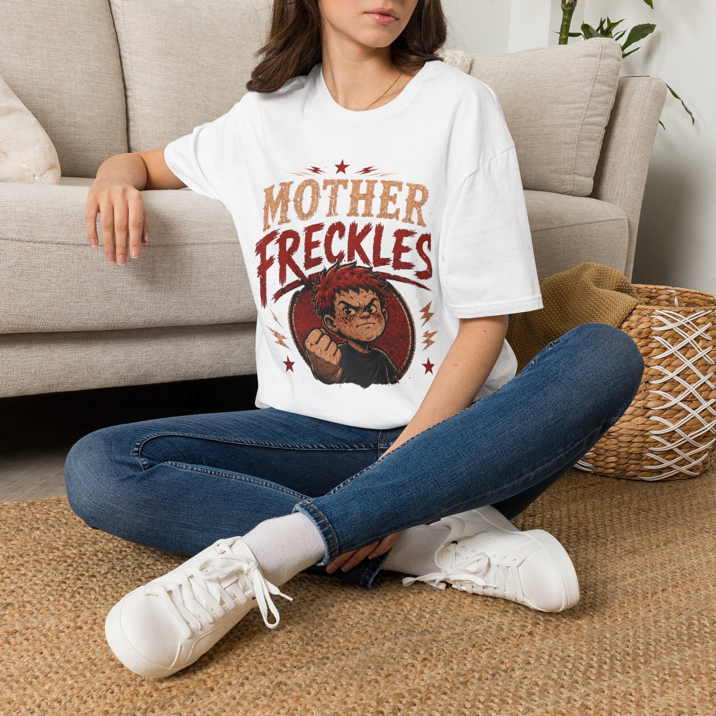 Mother Freckles Graphic T-Shirt – Funny Retro Comic Design for Women