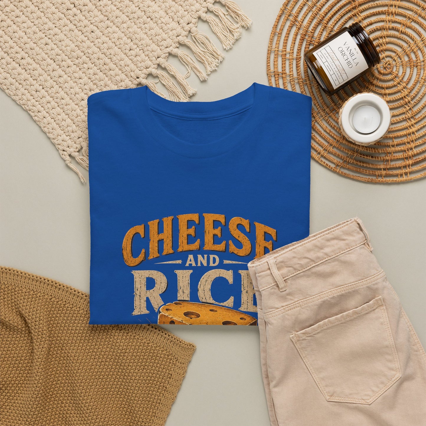 Cheese and Rice T-Shirt — Funny Retro Cheese Block over Bowl Graphic Tee