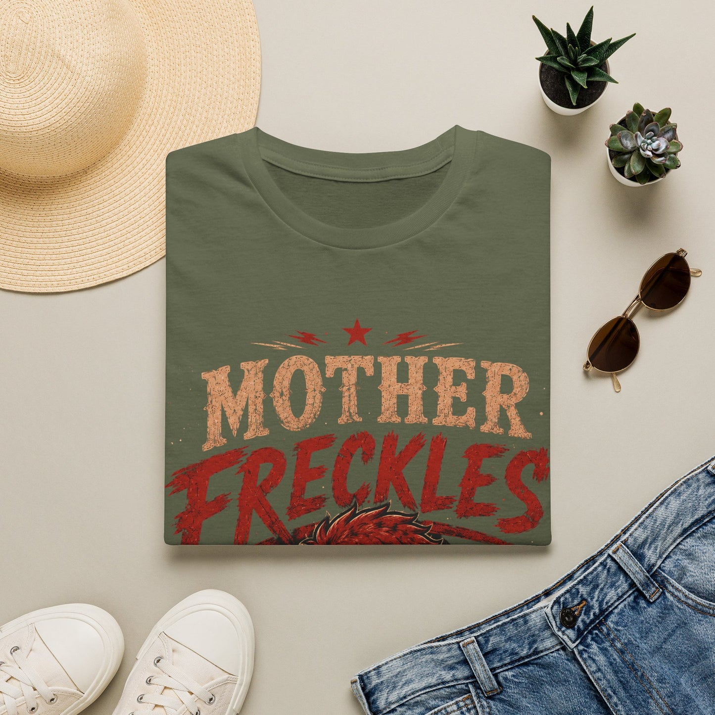 Mother Freckles Graphic T-Shirt – Funny Retro Comic Design for Women