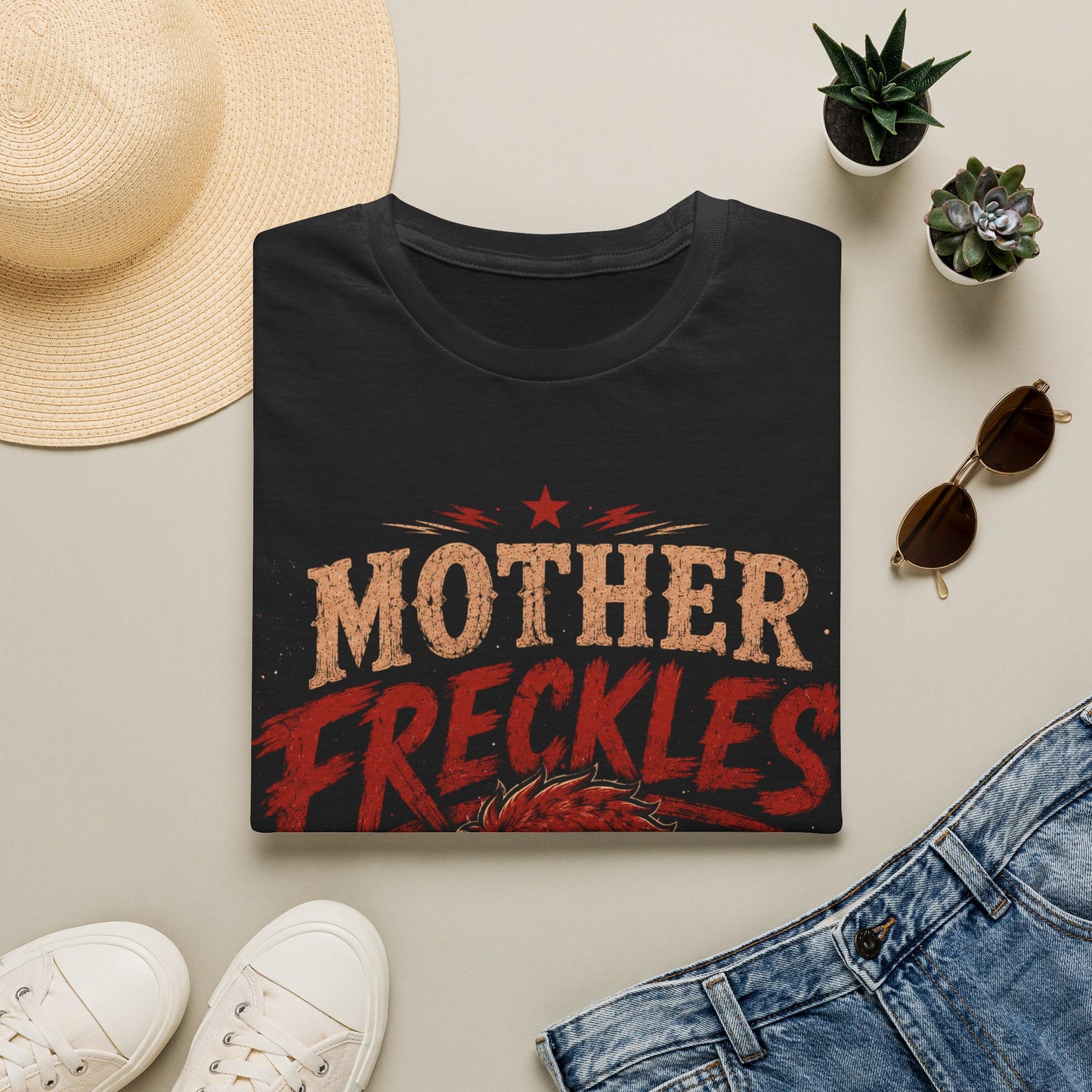 Mother Freckles Graphic T-Shirt – Funny Retro Comic Design for Women