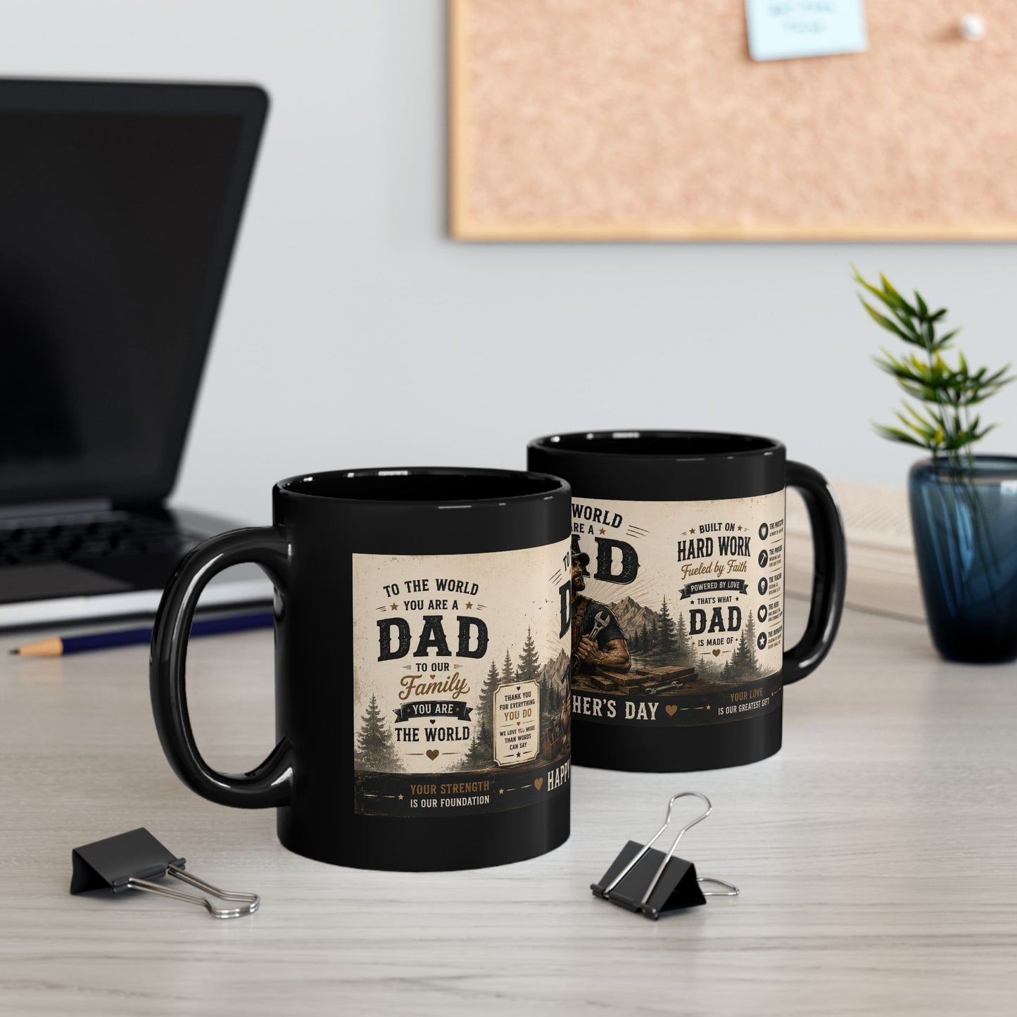 Father’s Day Mug — “To the World You Are a Dad” Vintage Rugged Coffee Cup (11oz/15oz)