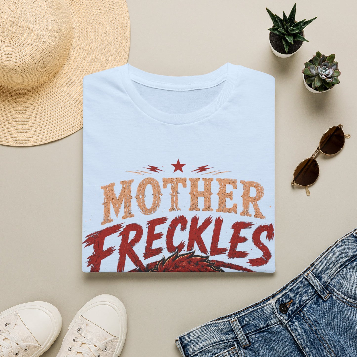 Mother Freckles Graphic T-Shirt – Funny Retro Comic Design for Women
