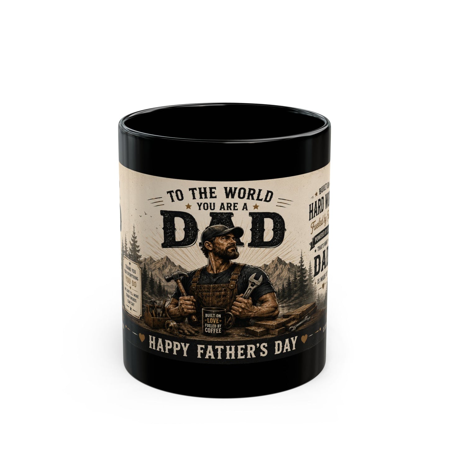 Father’s Day Mug — “To the World You Are a Dad” Vintage Rugged Coffee Cup (11oz/15oz)