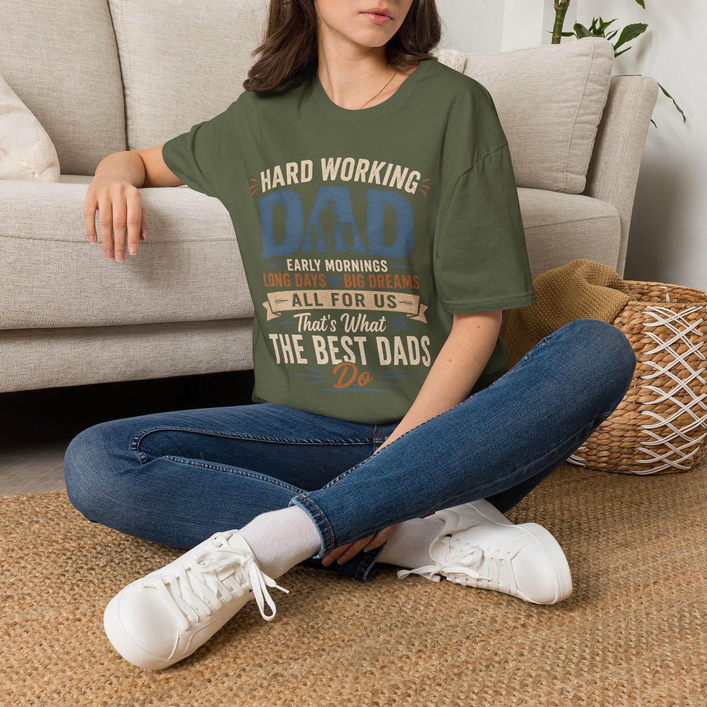 Hard Working Dad T‑Shirt — 'Hard Working DAD: Early Mornings, Long Days, Big Dreams' Father's Day Tee